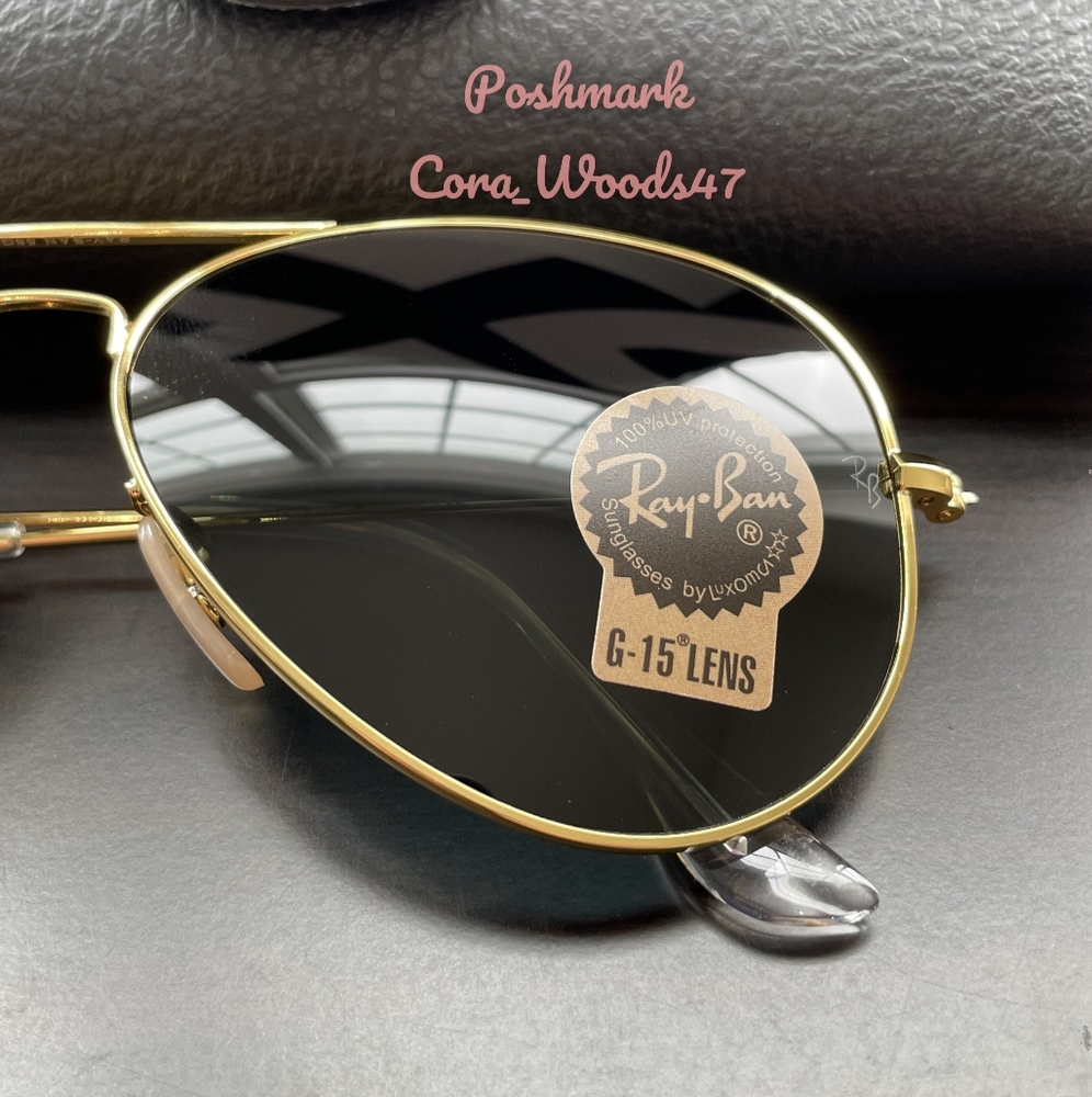 RayBan Aviator Black Lenses RB3025 Gold Frame 58 / 62 Unisex New - Picture 5 of 16